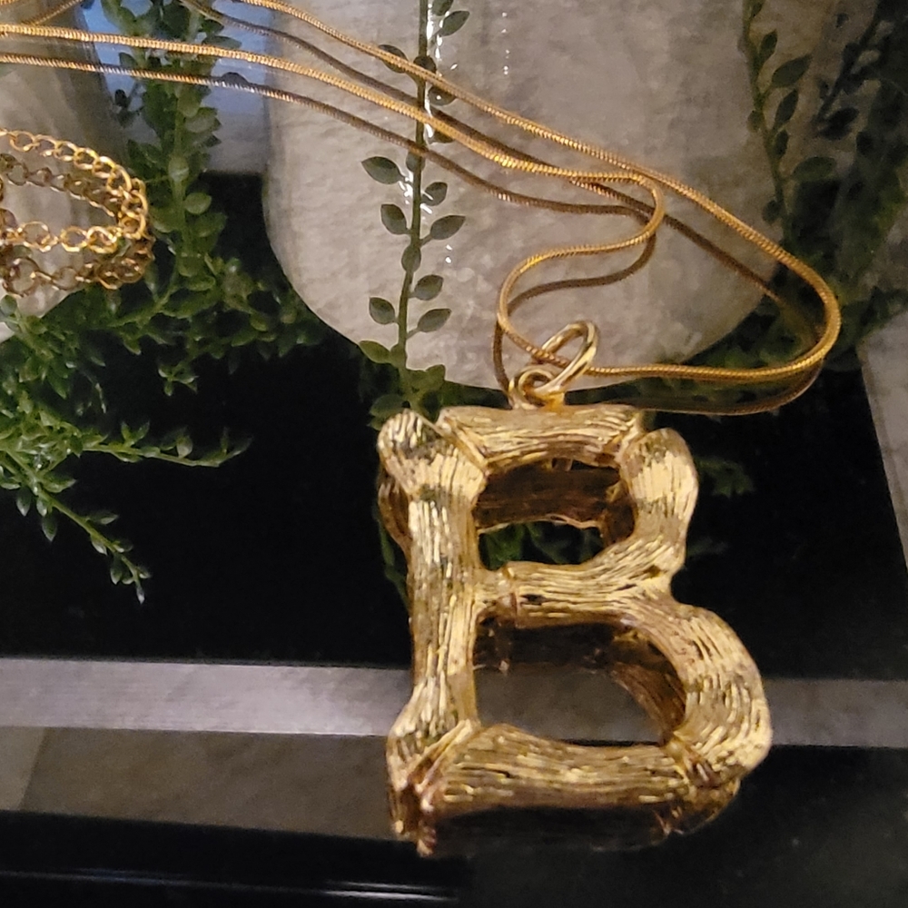 B initial gold necklace